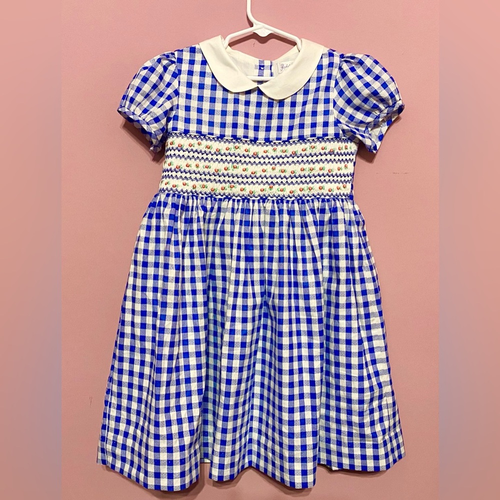 Rachel Riley blue checked dress Sz 5